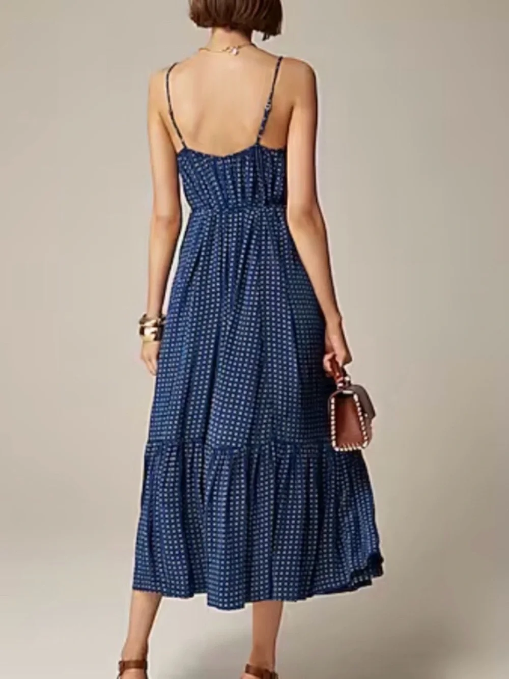 J Crew Caspia Dot Print Crepe De Chino Belted Midi Dress Women's Size XXS